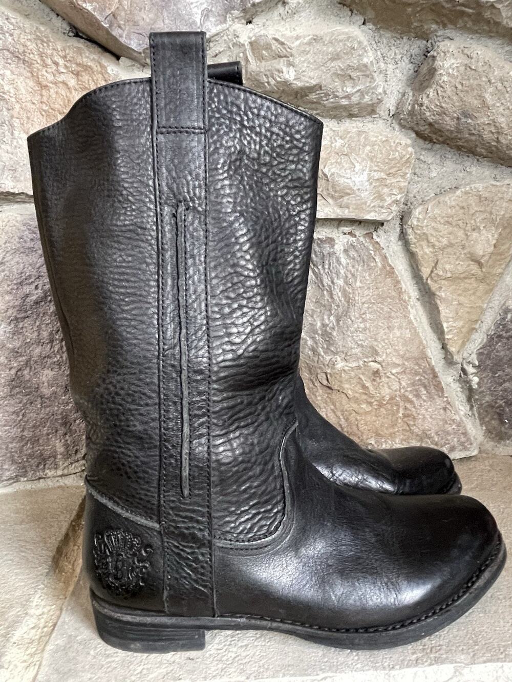 BLACKSTONE Black Leather Riding Boot Mid Calf EU 37 US 6.5M Danish Design